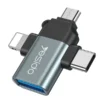 מתאם OTG מהיר 3 ב-1 עם חיבורי Type-C, Micro USB ו-Lightning לנוחיות מקסימלית | Yesido GS15