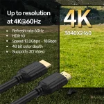 כבל Hdmi 4k איכותי 1.5 מטר בצבע שחור | Unitek C11079bk 4