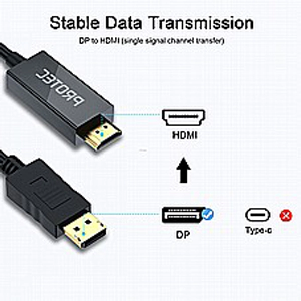 כבל Hdmi ל Displayport איכותי באורך 1.8 מטר | Protec 4