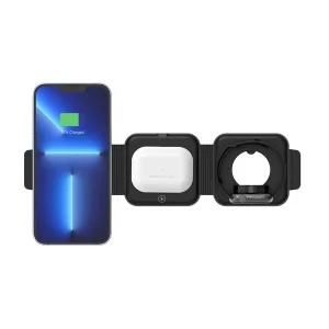 מטען Magcharge נייד אלחוטי מתקפל 3 ב 1 שחור | Unitek 10