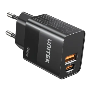מטען קיר 20w עם כבל Type A ל Type C עם טעינה מהירה בצבע שחור | Unitek P1124abk01 1
