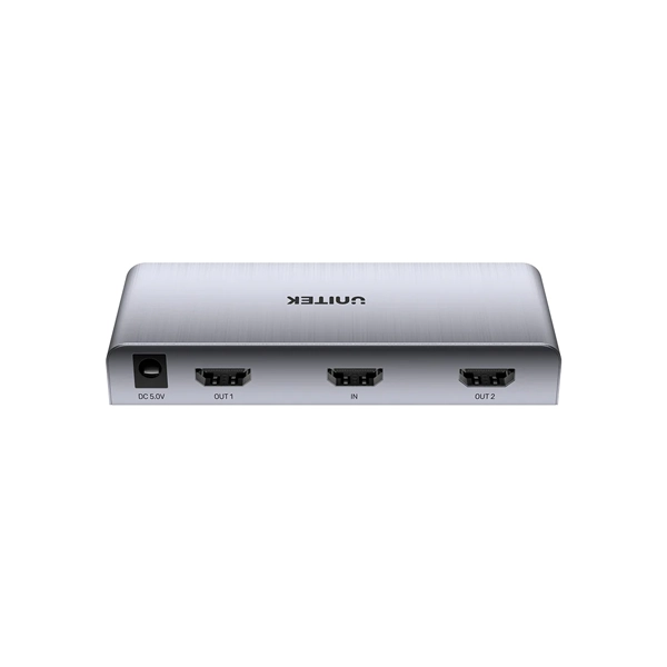 מפצל Hdmi 4k מ 1 ל 2 מסכים כולל ספק כח | Unitek 2