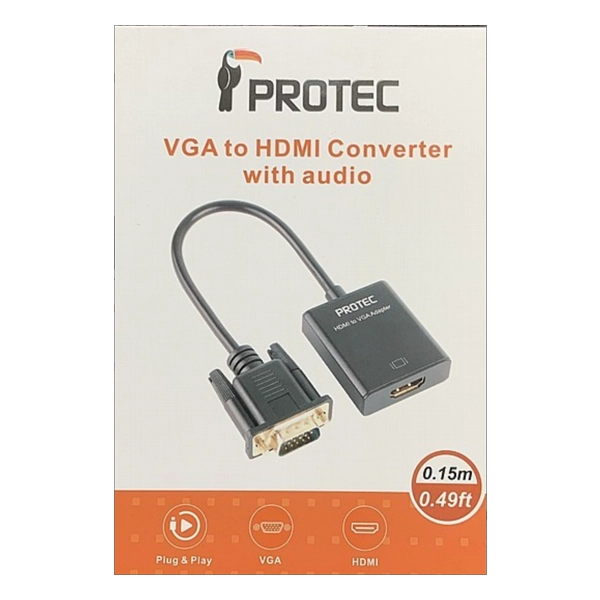 מתאם מ Hdmi ל Vga ויציאת שמע 3.5 מ״מ | Protec