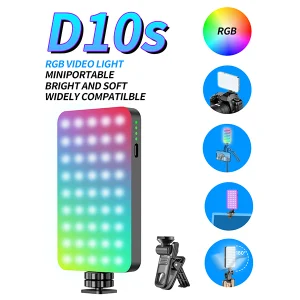 תאורת לד כיס RGB עם תושבת לצילום מקצועי ליוצרי תוכן | D10s