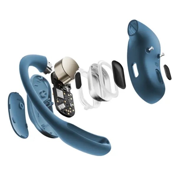 אוזניות ספורט Shokz OpenFit Air כחול | אלחוטיות קלות, פתוחות ונוחות לכל פעילות