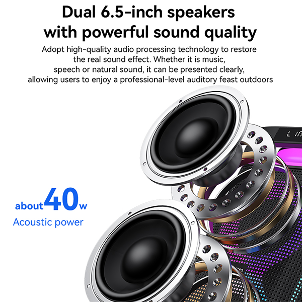 בידורית קריוקי ניידת 40W עם מיקרופון ורמקולים כפולים 6.5 אינץ׳ | Yesido YSW29