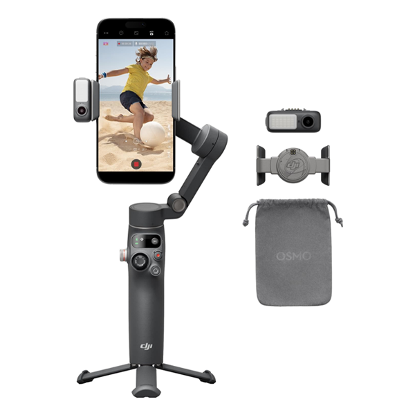 גימבל לסמארטפון DJI Osmo Mobile 7P אפור | 3 צירים עם חצובה, מוט סלפי ומעקב חכם