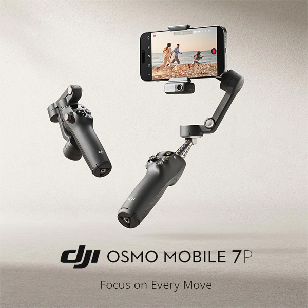 גימבל לסמארטפון DJI Osmo Mobile 7P אפור | 3 צירים עם חצובה, מוט סלפי ומעקב חכם