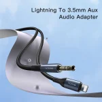 כבל AUX ל-Lightning באורך 1 מטר קלוע איכותי ועמיד לאורך זמן | Yesido YAU35