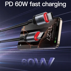 כבל טעינה USB-C 60W באורך 2 מטר מהיר עם סיבים קלועים לשמירה לאורך זמן | Yesido CA183