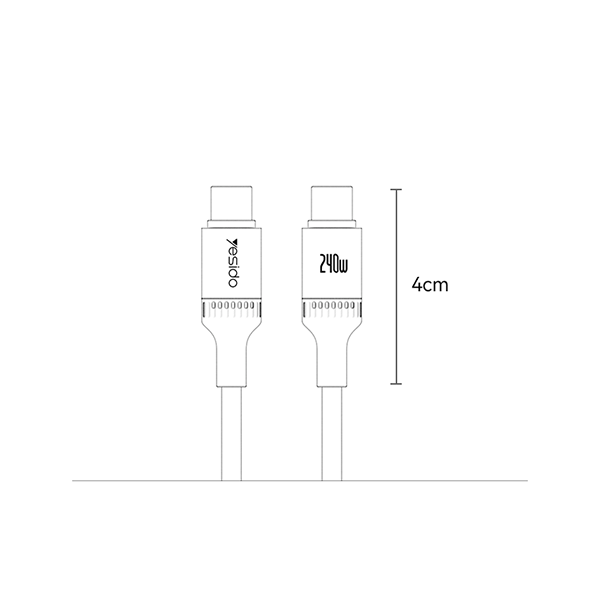 כבל טעינה מהירה Type-C בהספק 240W באורך 2 מטר עוצמתי ועמיד במיוחד | Yesido CA186