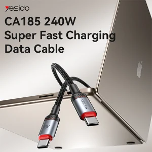 כבל טעינה מהירה Type-C בהספק 240W באורך 2 מטר עוצמתי ועמיד במיוחד | Yesido CA186