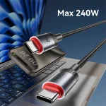 כבל טעינה מהירה Type-C בהספק 240W באורך 2 מטר עוצמתי ועמיד במיוחד | Yesido CA186