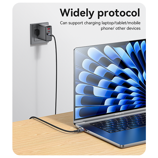 כבל טעינה מהירה Type-C בהספק 240W באורך 2 מטר עוצמתי ועמיד במיוחד | Yesido CA186