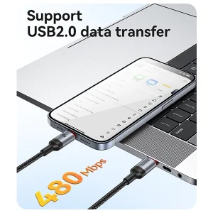 כבל טעינה מהירה Type-C בהספק 240W באורך 2 מטר עוצמתי ועמיד במיוחד | Yesido CA186