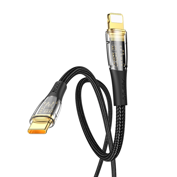 כבל נתונים Type C ל Lightning עם טעינה מהירה בהספק 20w בעיצוב שקוף | Yesido Ca101 1