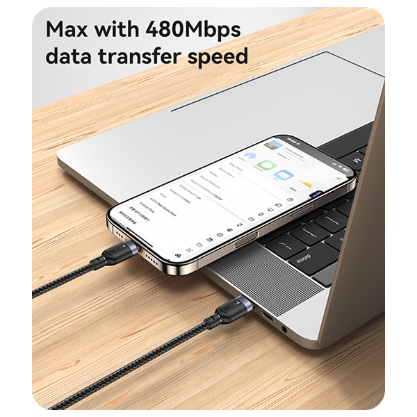 כבל נתונים וטעינה מהירה 60W חיבור Type-C באורך 2 מטר | Yesido CA192