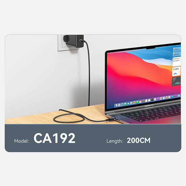 כבל נתונים וטעינה מהירה 60W חיבור Type-C באורך 2 מטר | Yesido CA192