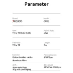 כבל נתונים וטעינה מהירה 60W חיבור Type-C באורך 2 מטר | Yesido CA192