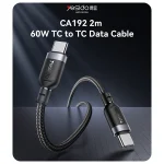 כבל נתונים וטעינה מהירה 60W חיבור Type-C באורך 2 מטר | Yesido CA192