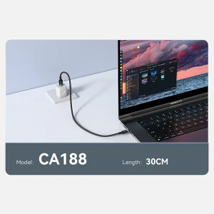 כבל נתונים וטעינה מהירה Type-C בהספק 60W באורך 30 ס"מ עמיד במיוחד | Yesido CA188