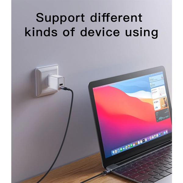 כבל נתונים וטעינה מהירה בהספק 60w מהיר עם נורת לד באורך 1.2 מטר | Yesido Ca181 10