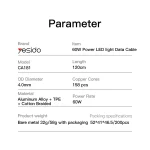 כבל נתונים וטעינה מהירה בהספק 60w מהיר עם נורת לד באורך 1.2 מטר | Yesido Ca181 14