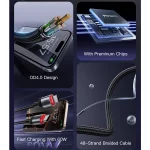 כבל נתונים וטעינה מהירה בהספק 60w מהיר עם נורת לד באורך 1.2 מטר | Yesido Ca181 4