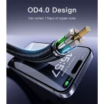 כבל נתונים וטעינה מהירה בהספק 60w מהיר עם נורת לד באורך 1.2 מטר | Yesido Ca181 5