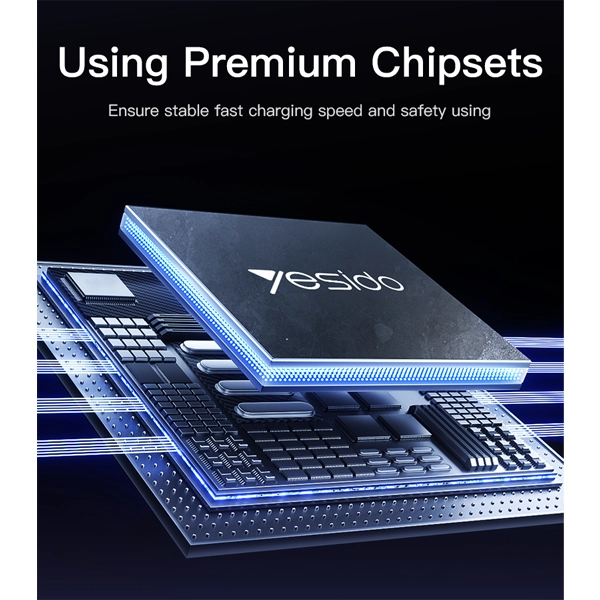 כבל נתונים וטעינה מהירה בהספק 60w מהיר עם נורת לד באורך 1.2 מטר | Yesido Ca181 7