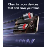 כבל נתונים וטעינה מהירה בהספק 60w מהיר עם נורת לד באורך 1.2 מטר | Yesido Ca181 9