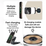 מטען אלחוטי 15W שחור לטעינת אייפון, AirPods ושעון מתקפל לשימוש ביתי | Yesido DS27