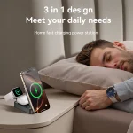 מטען אלחוטי 15W שחור לטעינת אייפון, AirPods ושעון מתקפל לשימוש ביתי | Yesido DS27