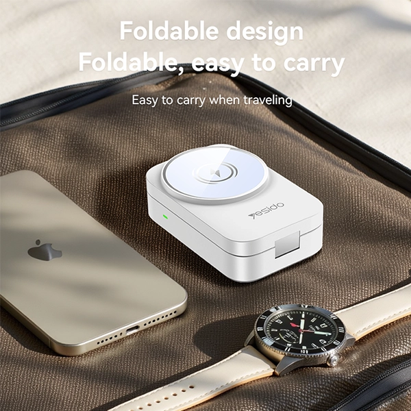 מטען אלחוטי 15W שחור לטעינת אייפון, AirPods ושעון מתקפל לשימוש ביתי | Yesido DS27
