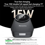מטען אלחוטי 15W שחור לטעינת אייפון, AirPods ושעון מתקפל לשימוש ביתי | Yesido DS27