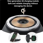 מטען אלחוטי 15W שחור לטעינת אייפון, AirPods ושעון מתקפל לשימוש ביתי | Yesido DS27