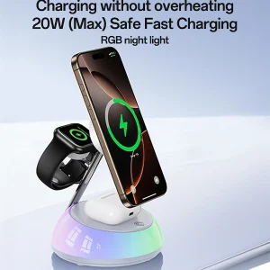 מטען אלחוטי 20.5W צבעוני לטעינת אייפון, AirPods ושעון איכותי ומעוצב | Yesido DS31