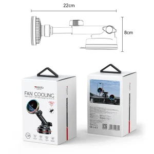 מטען אלחוטי לרכב 15W עם תאורת RGB, קירור מובנה וחיבור מגנטי | Yesido C315