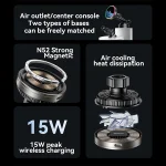 מטען אלחוטי לרכב 15W עם תאורת RGB, קירור מובנה וחיבור מגנטי | Yesido C315