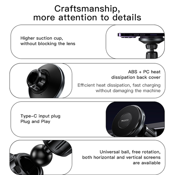 מעמד מגנטי לרכב 15W תומך MagSafe עם טעינה אלחוטית מהירה | Yesido C190