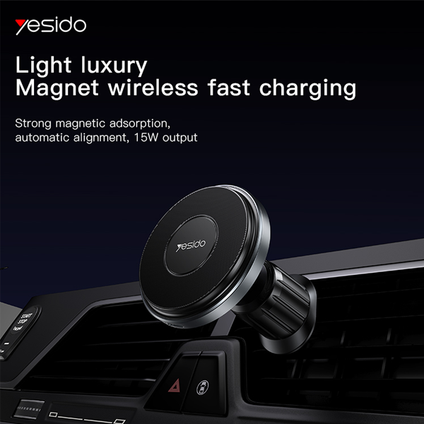 מעמד מגנטי לרכב 15W תומך MagSafe עם טעינה אלחוטית מהירה | Yesido C190