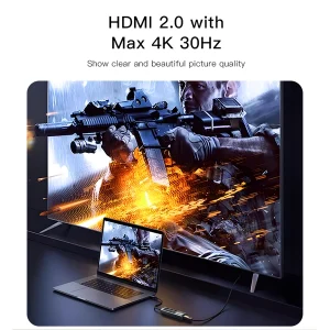מתאם Otg מהיר 3 ב 1 עם חיבורי Type C, Usb ו Hdmi לנוחיות מקסימלית | Yesido Hb22 7