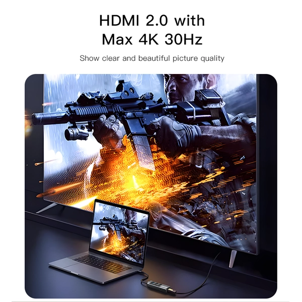 מתאם Otg מהיר 3 ב 1 עם חיבורי Type C, Usb ו Hdmi לנוחיות מקסימלית | Yesido Hb22 7