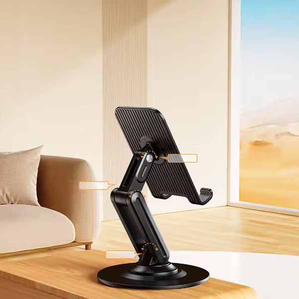 סטנד שולחני לסמארטפון מתקפל ומסתובב 360 שחור | L08s 1