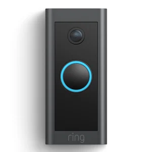 פעמון דלת חכם Ring Video Doorbell Wired שחור | וידאו HD, התרעות בזמן אמת וחיבור קווי אמין