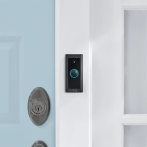 פעמון דלת חכם Ring Video Doorbell Wired שחור | וידאו HD, התרעות בזמן אמת וחיבור קווי אמין