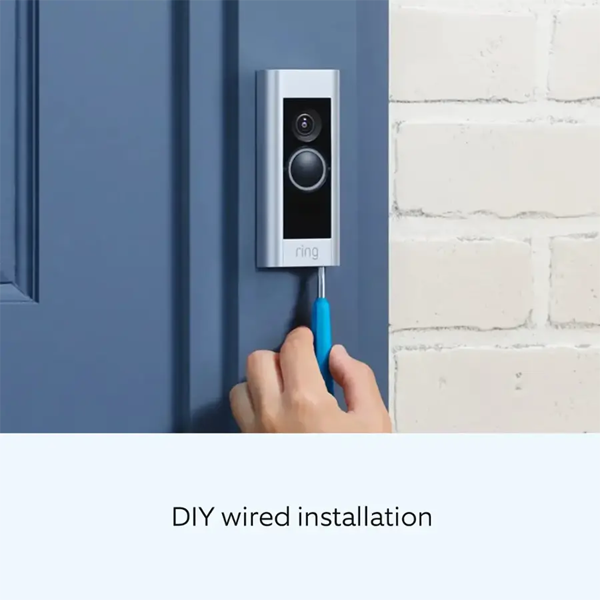 פעמון דלת חכם Ring Wired Doorbell Plus כסוף | מצלמה באיכות 1080p, זיהוי תנועה, Wi-Fi כפול
