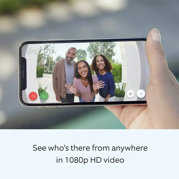 פעמון דלת חכם Ring Wired Doorbell Plus כסוף | מצלמה באיכות 1080p, זיהוי תנועה, Wi-Fi כפול
