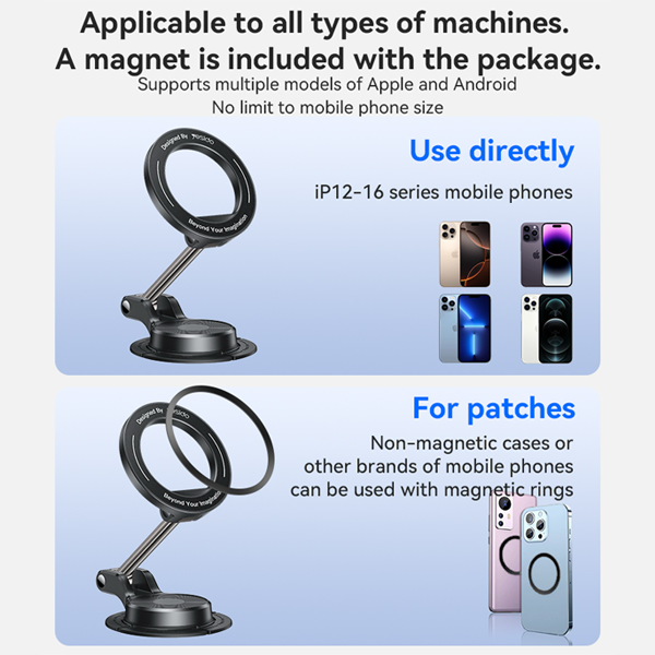 תושבת מגנטית לרכב תומכת MagSafe עם סיבוב 360° וזרוע מתכת איכותית | Yesido C218