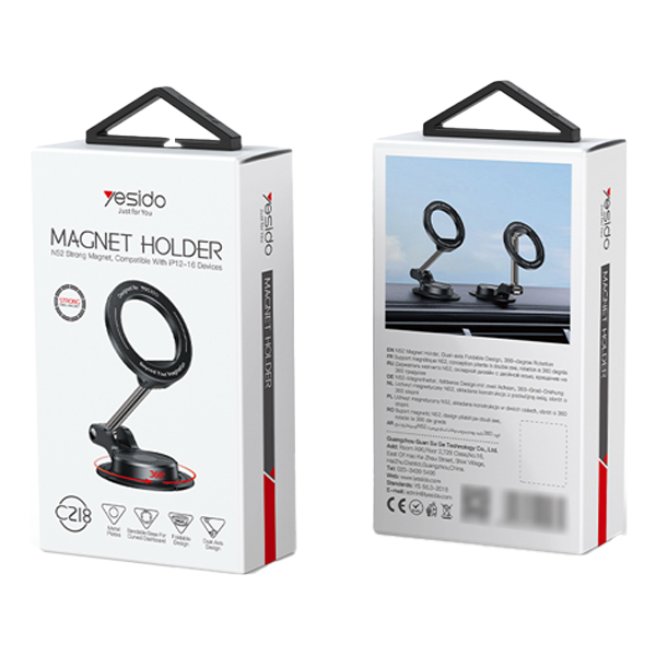 תושבת מגנטית לרכב תומכת MagSafe עם סיבוב 360° וזרוע מתכת איכותית | Yesido C218